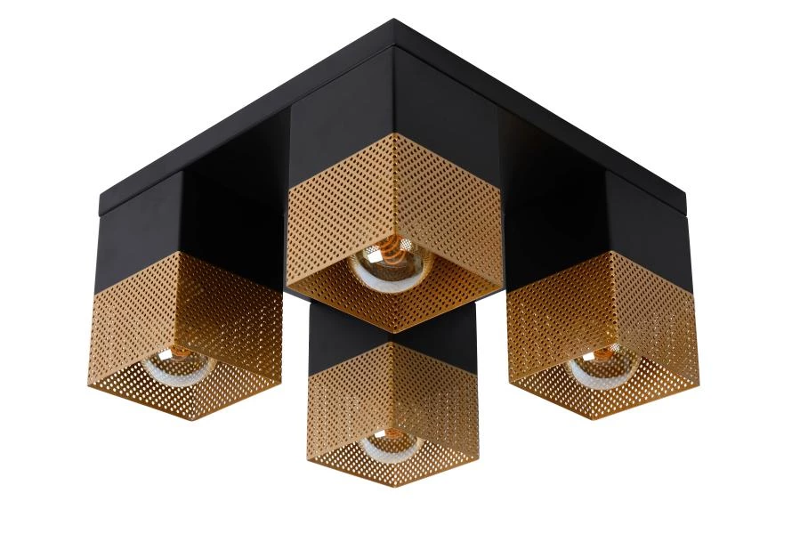 Lucide RENATE - Flush ceiling light - 4xE27 - Matt Gold / Brass - turned off